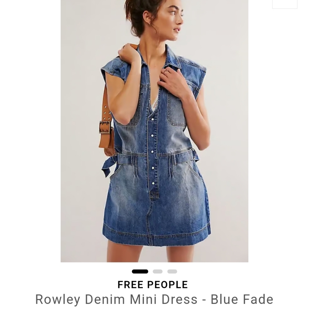 NWT FREE PEOPLE Rowley Denim Mini Dress Color Blue Fade Indigo Size S